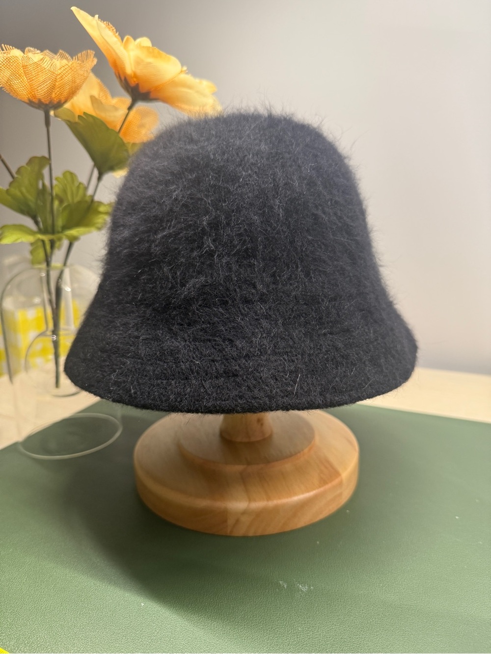 Vintage Rue 21 80% Angora Bucket Hat Black Luxury Soft Warm Winter Hat